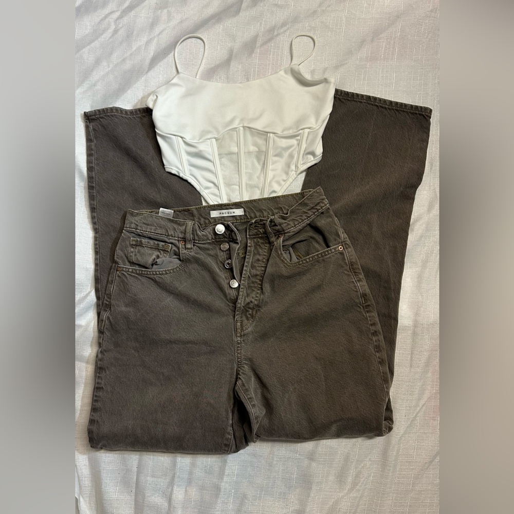 PacSun Dark Brown Wide Leg Jeans